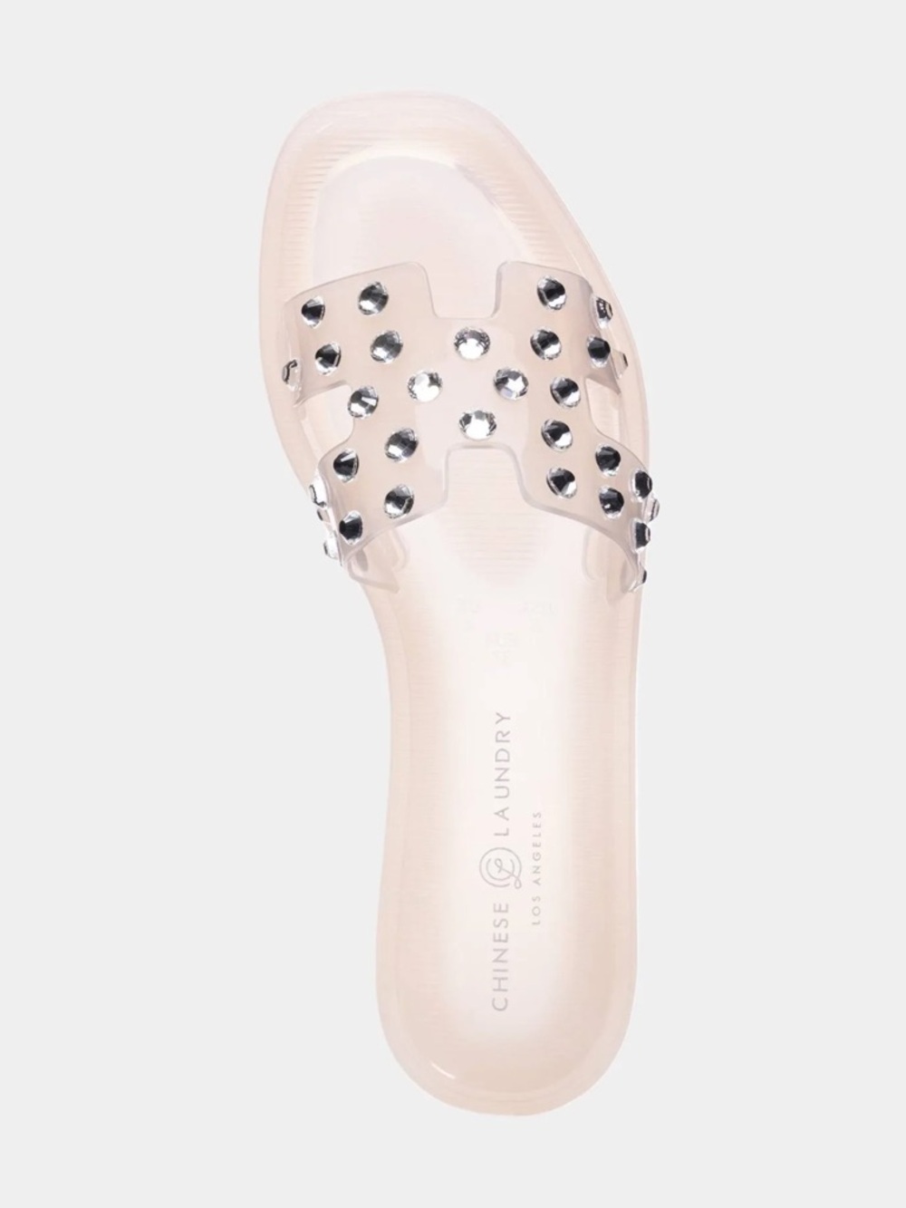 Chinese Laundry Summer Slide Sandal Clear Jeweled  - Nude Blush